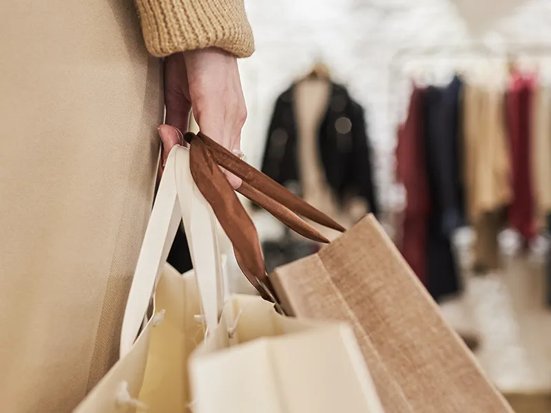 Woman on a shopping trip at stores